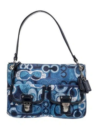 Pre-owned Coach Canvas Shoulder Bag In Blue