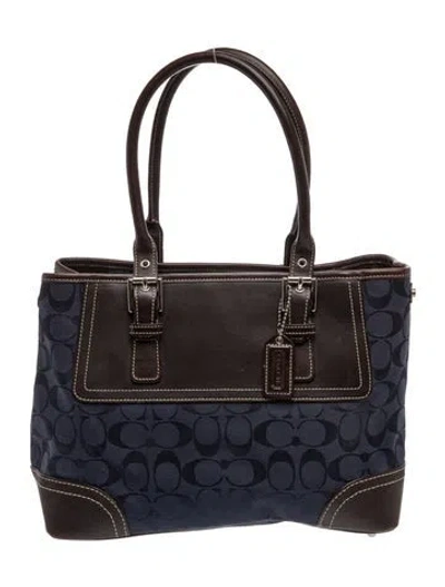 Pre-owned Coach Canvas Shoulder Bag In Blue/brown