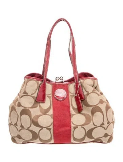 Pre-owned Coach Canvas Shoulder Bag In Brown