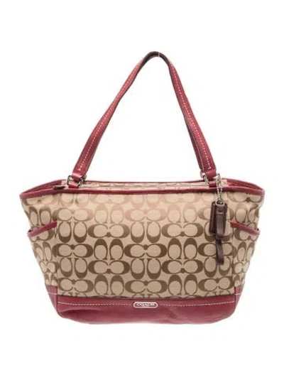 Pre-owned Coach Canvas Shoulder Bag In Burgundy