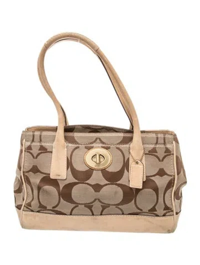 Pre-owned Coach Canvas Shoulder Bag In Neutral