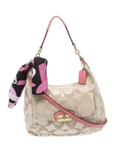 Pre-owned Coach Canvas Shoulder Bag In Neutral