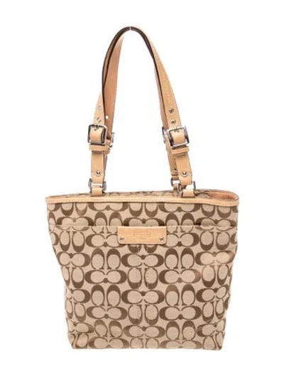 Pre-owned Coach Canvas Shoulder Bag In Neutral