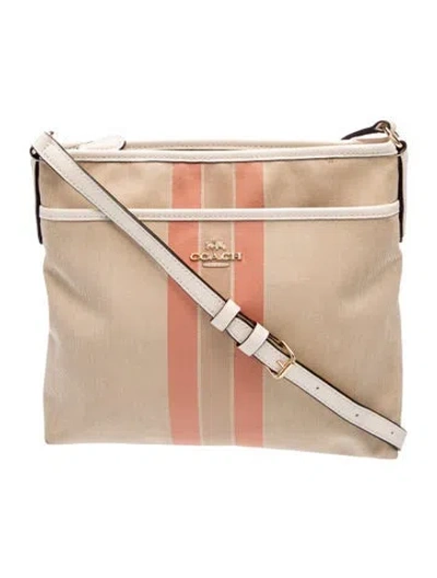 Pre-owned Coach Canvas Shoulder Bag In Neutral