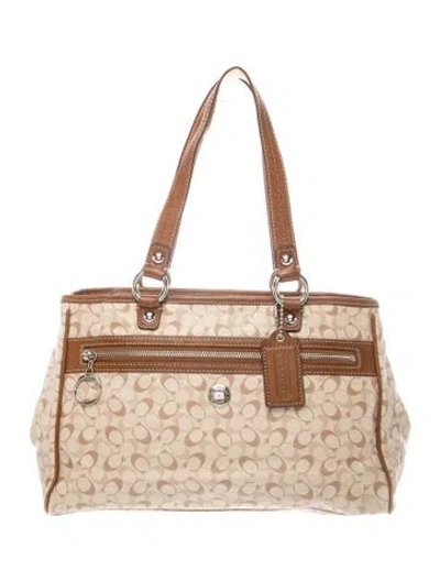 Pre-owned Coach Canvas Shoulder Bag In Neutral