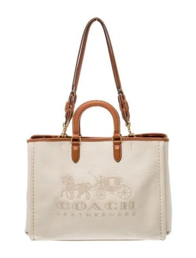 Pre-owned Coach Canvas Shoulder Bag In Neutral