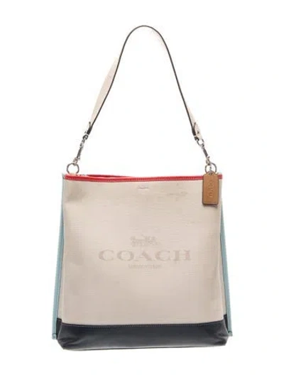 Pre-owned Coach Canvas Shoulder Bag In Neutral