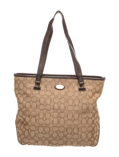 Pre-owned Coach Canvas Shoulder Bag In Neutral