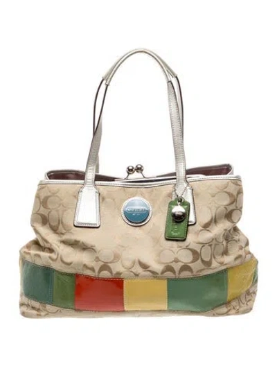 Pre-owned Coach Canvas Shoulder Bag In Neutral