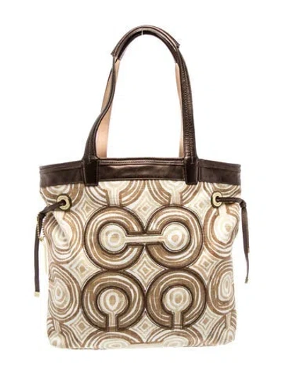 Pre-owned Coach Canvas Shoulder Bag In Neutral