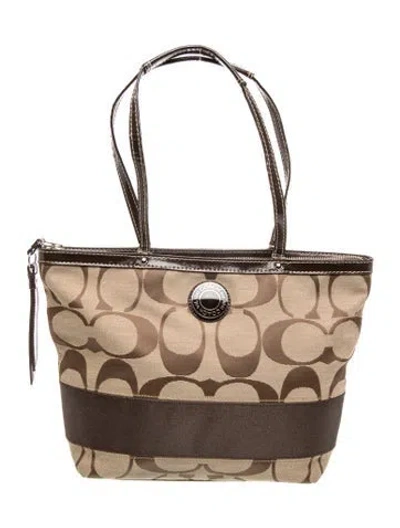 Pre-owned Coach Canvas Shoulder Bag In Neutral