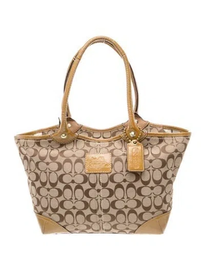 Pre-owned Coach Canvas Shoulder Bag In Neutral