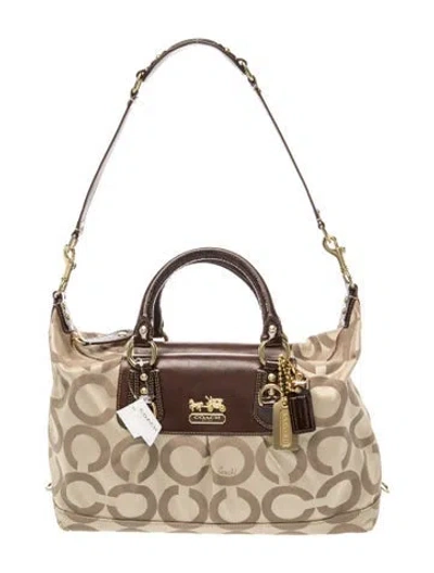 Pre-owned Coach Canvas Shoulder Bag In Neutral
