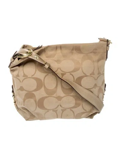 Pre-owned Coach Canvas Shoulder Bag In Neutral