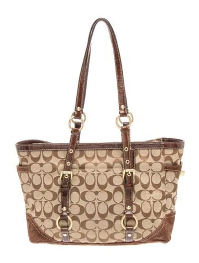 Pre-owned Coach Canvas Shoulder Bag In Neutral