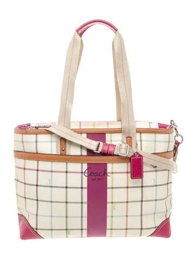 Pre-owned Coach Canvas Shoulder Bag In Neutrals