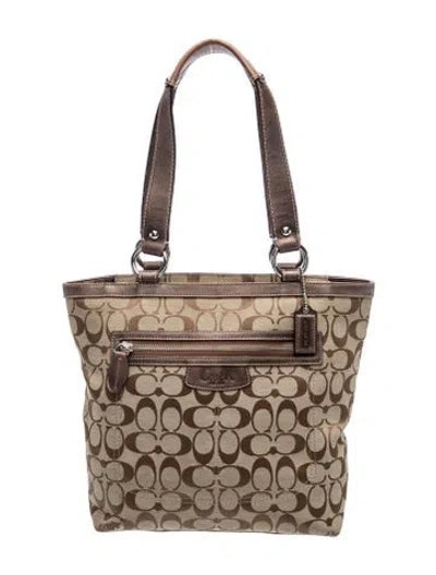 Pre-owned Coach Canvas Shoulder Bag In Neutrals