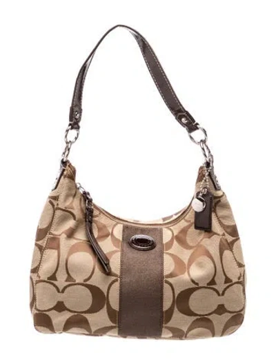 Pre-owned Coach Canvas Shoulder Bag In Neutrals