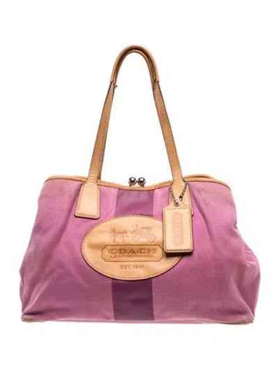 Pre-owned Coach Canvas Shoulder Bag In Pink