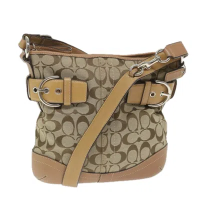Pre-owned Coach Canvas Shoulder Bag () In Beige