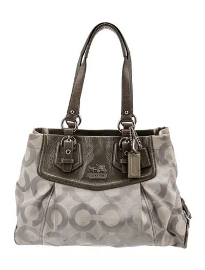 Pre-owned Coach Canvas Shoulder Bag In Silver