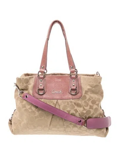 Pre-owned Coach Canvas Shoulder Bag In Silver