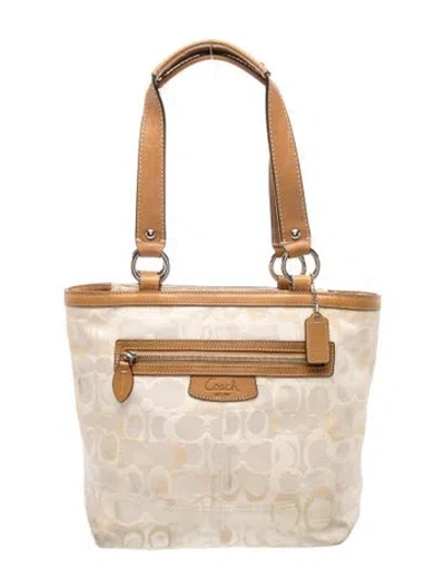 Pre-owned Coach Canvas Shoulder Bag In White
