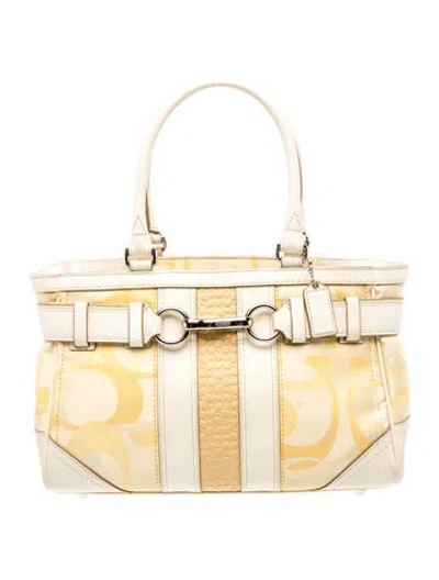 Pre-owned Coach Canvas Shoulder Bag In Yellow