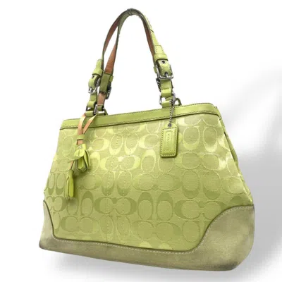 Pre-owned Coach Canvas Suede Leather Handbag Tote Bag () In Multi