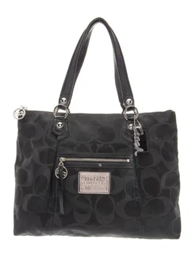 Pre-owned Coach Canvas Top Handle Bag In Black
