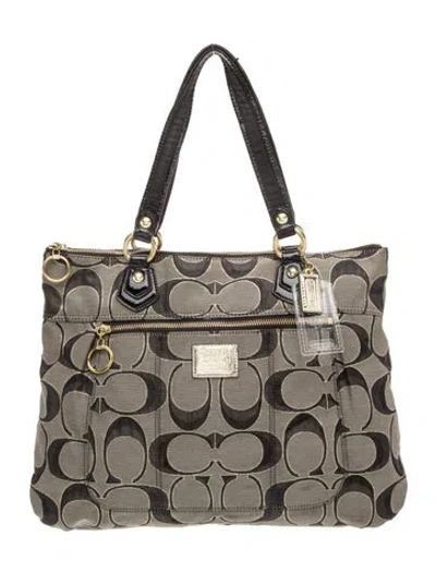 Pre-owned Coach Canvas Top Handle Bag In Black