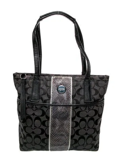 Pre-owned Coach Canvas Top Handle Bag In Black