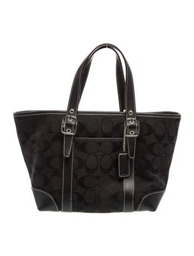 Pre-owned Coach Canvas Top Handle Bag In Black