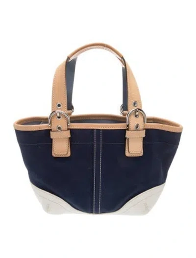 Pre-owned Coach Canvas Top Handle Bag In Blue