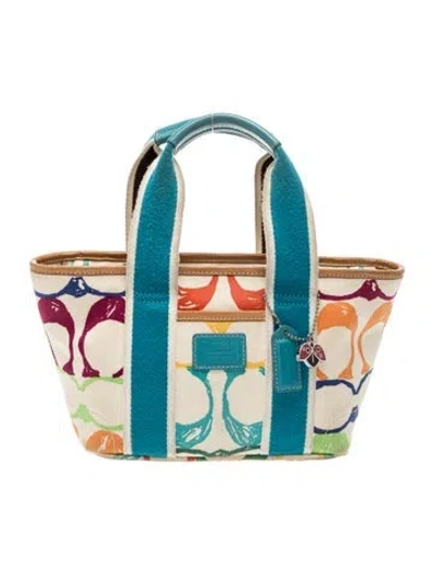 Pre-owned Coach Canvas Top Handle Bag In Blue