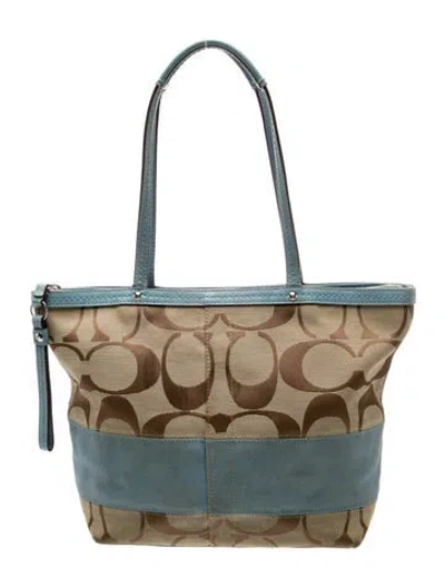 Pre-owned Coach Canvas Top Handle Bag In Blue
