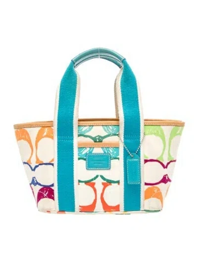 Pre-owned Coach Canvas Top Handle Bag In Blue