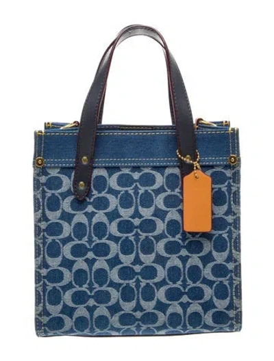 Pre-owned Coach Canvas Top Handle Bag In Blue