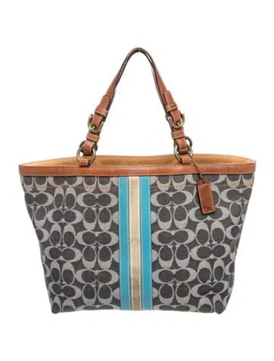 Pre-owned Coach Canvas Top Handle Bag In Blue