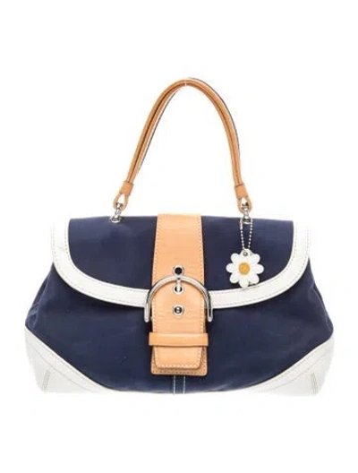 Pre-owned Coach Canvas Top Handle Bag In Blue