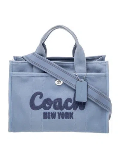 Pre-owned Coach Canvas Top Handle Bag In Blue