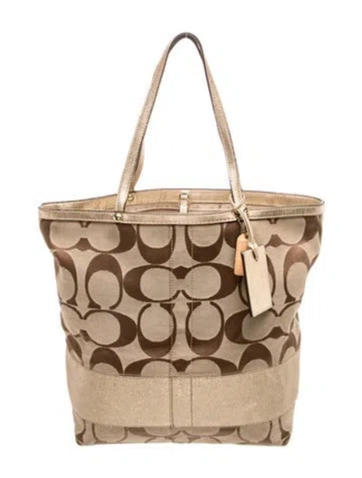 Pre-owned Coach Canvas Top Handle Bag In Brown