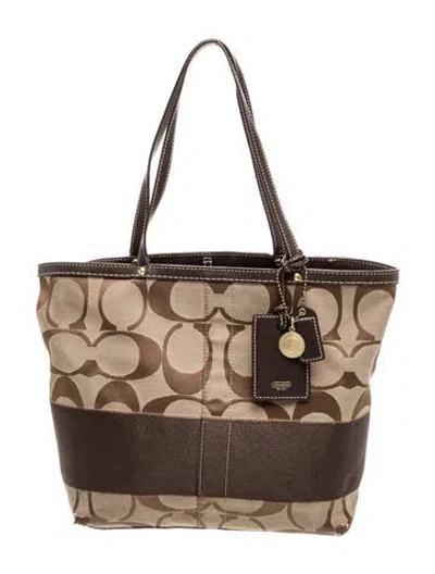 Pre-owned Coach Canvas Top Handle Bag In Brown