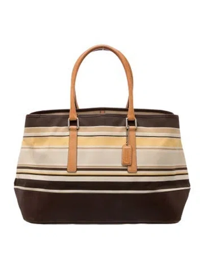Pre-owned Coach Canvas Top Handle Bag In Brown