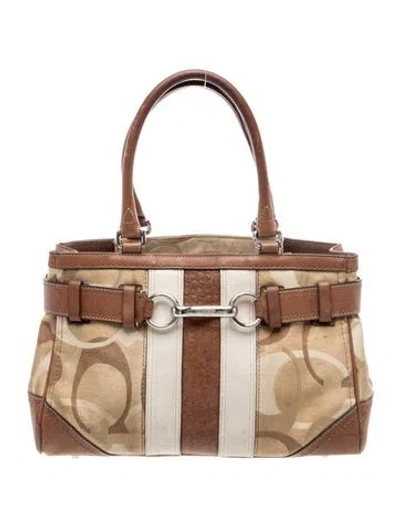 Pre-owned Coach Canvas Top Handle Bag In Brown