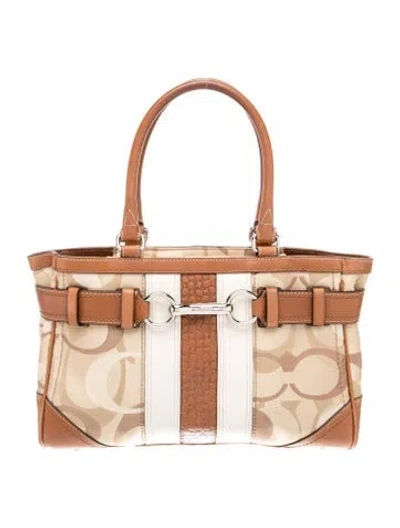 Pre-owned Coach Canvas Top Handle Bag In Brown