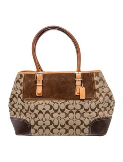 Pre-owned Coach Canvas Top Handle Bag In Brown