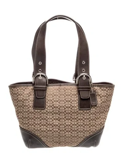 Pre-owned Coach Canvas Top Handle Bag In Brown