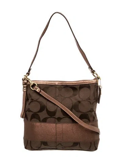 Pre-owned Coach Canvas Top Handle Bag In Brown