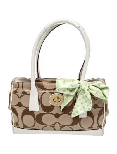 Pre-owned Coach Canvas Top Handle Bag In Brown